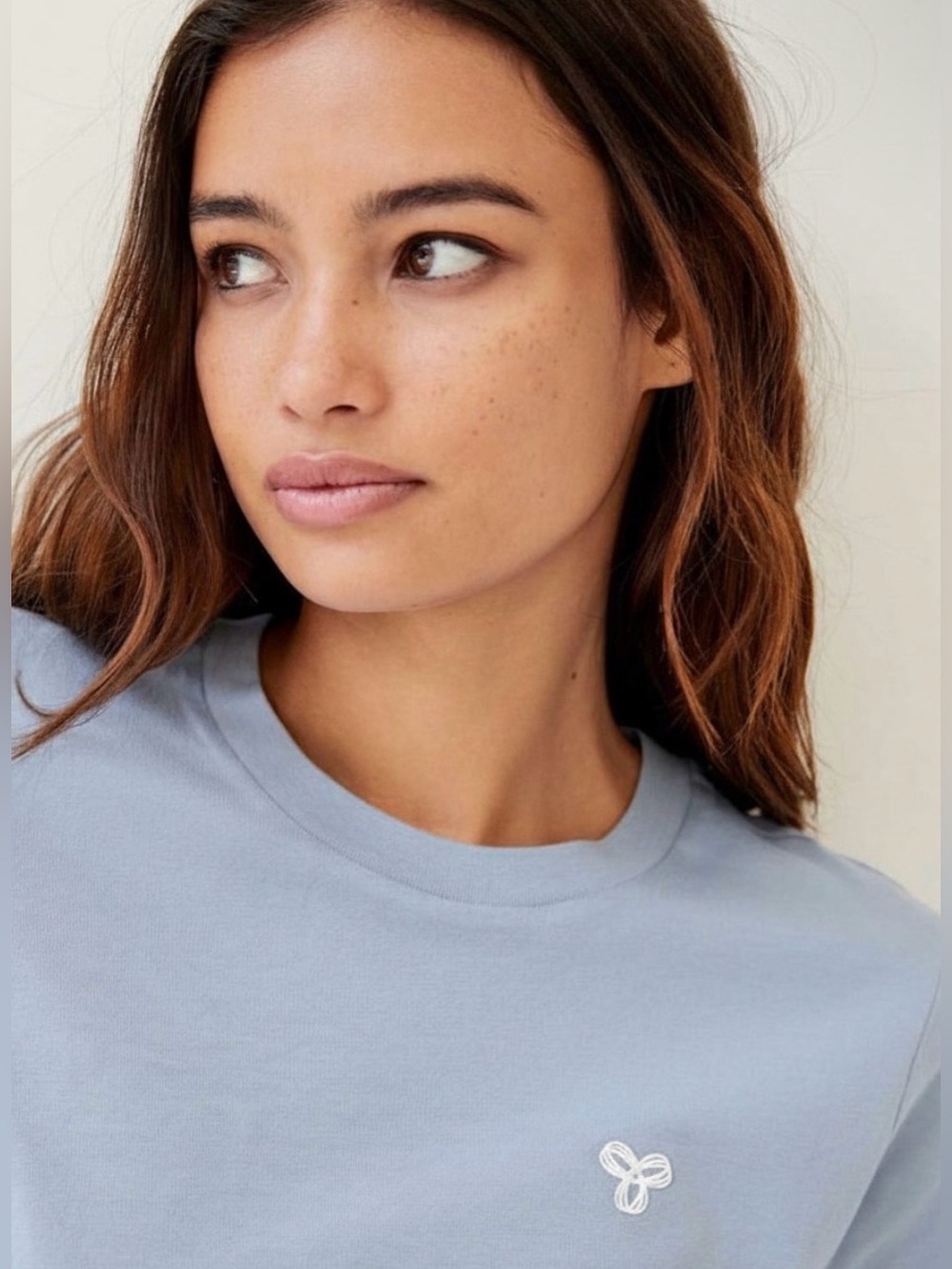 Tna Aritzia Spiro Slim Crew Neck Tee Faded Blue Cotton Retro T-Shirt L